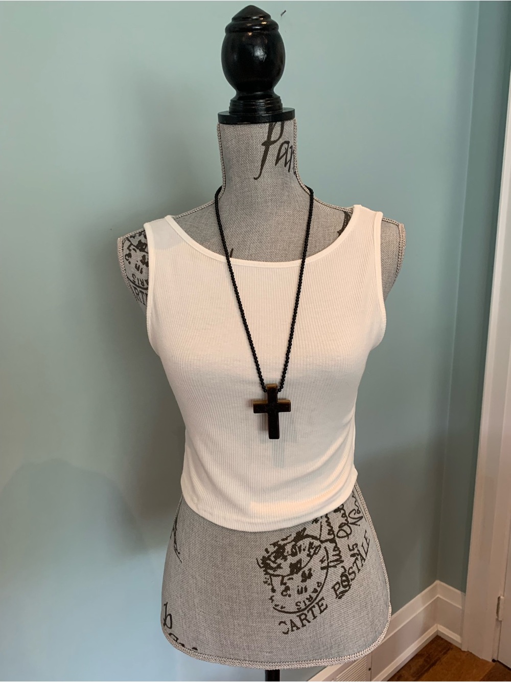 Princess Polly Cream Ribbed Tank Top - Picture 2 of 15